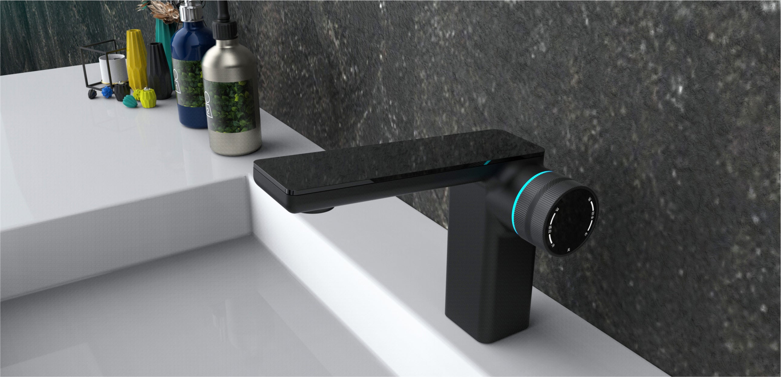 Gunmetal brass faucet body with ceramic cartridge,marble with digital display